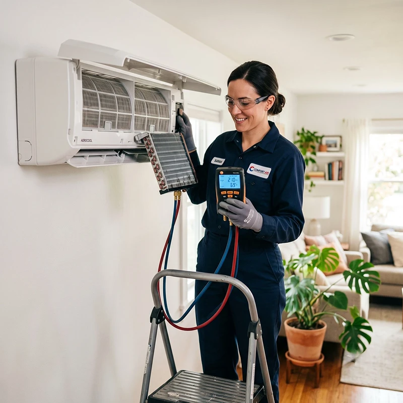 Air conditioning technician at work