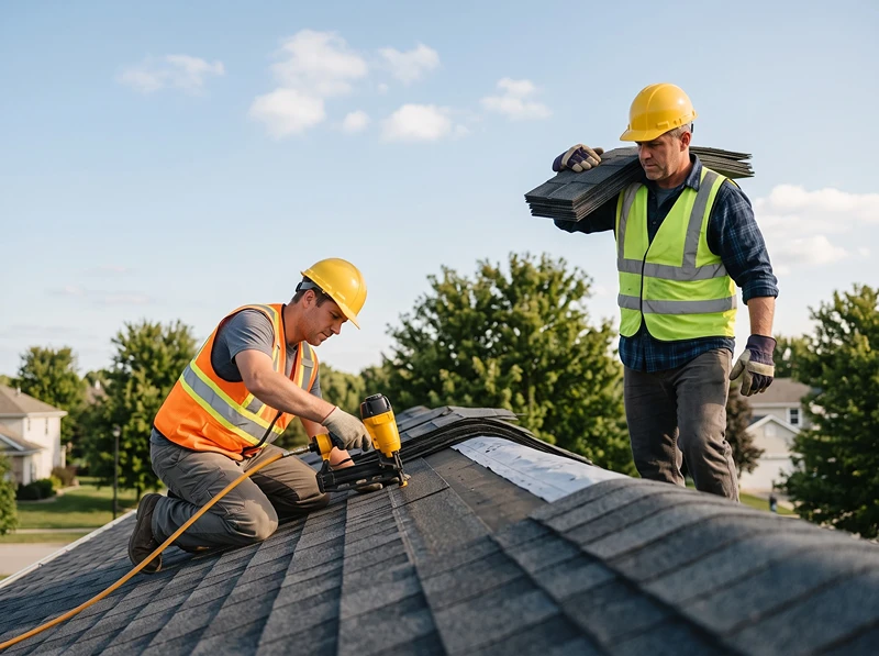 Roofer at work